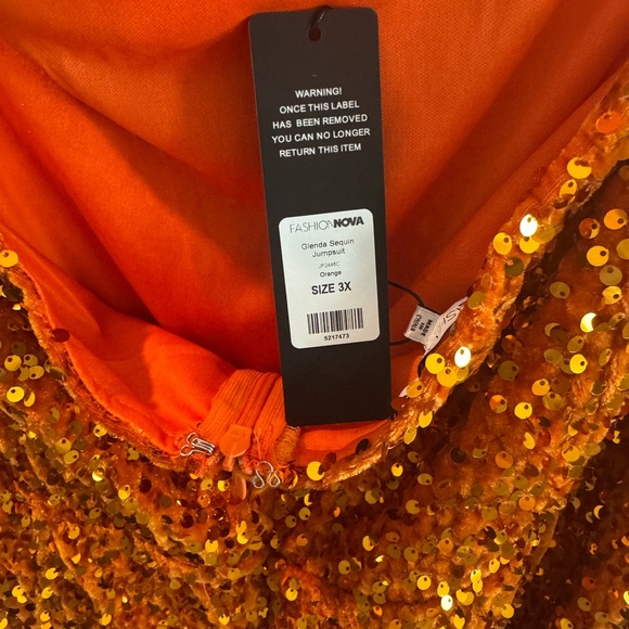 Sparkly Orange Plus Size Jump Suit - Picture 6 of 6